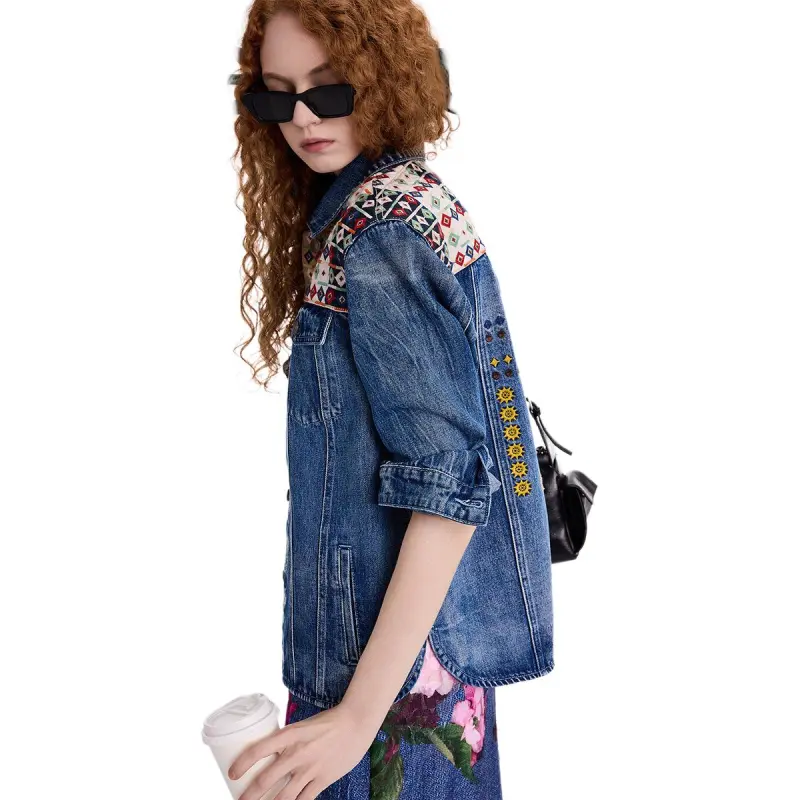 Desigual Denim Jackets Women's Medium Blue Denim-4