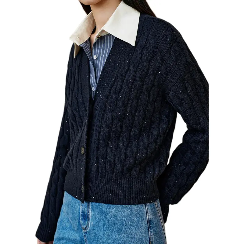 INSUN Cashmere Sweaters Women's Navy Blue-5