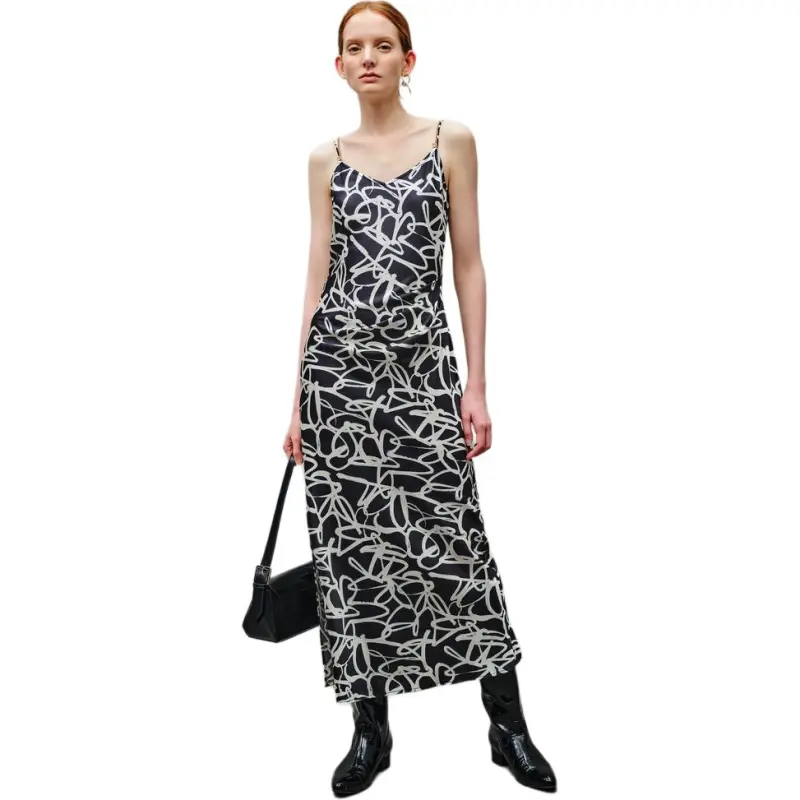 INSUN Slip Dresses Women's Black White-1