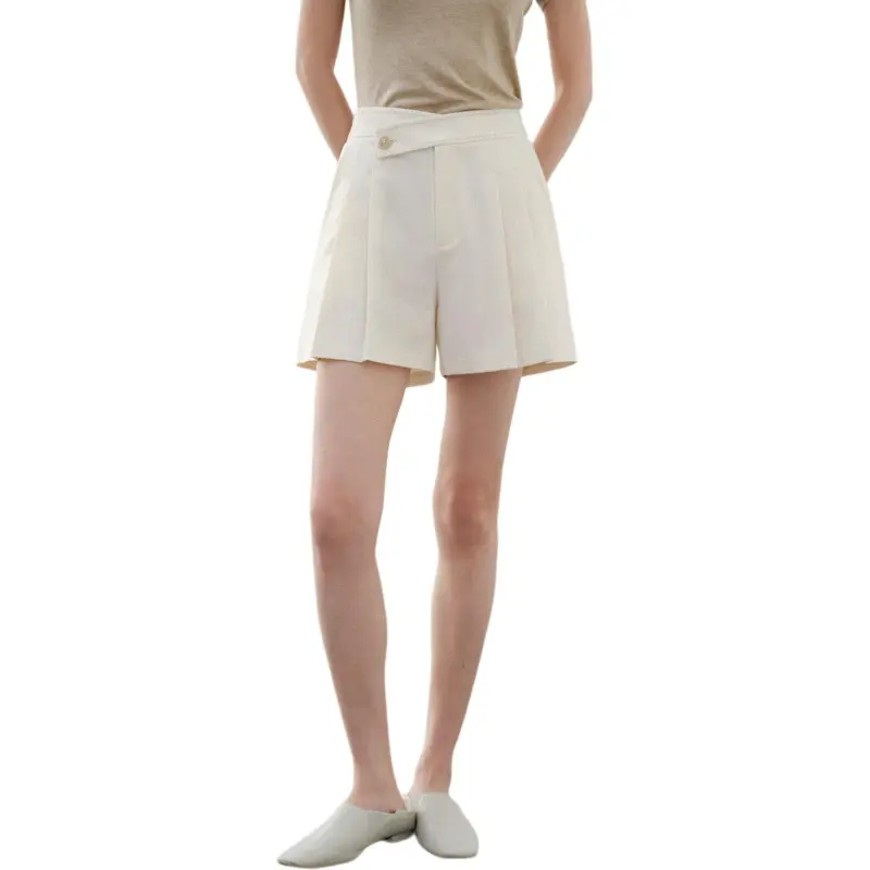 WHITEALLUSION Casual Shorts Women's Beige-1