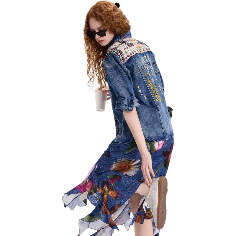 Desigual Denim Jackets Women's Medium Blue Denim-5