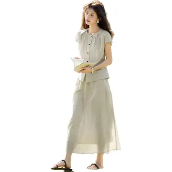 XWI Two Piece Skirt Sets Women's Gray White Stripes