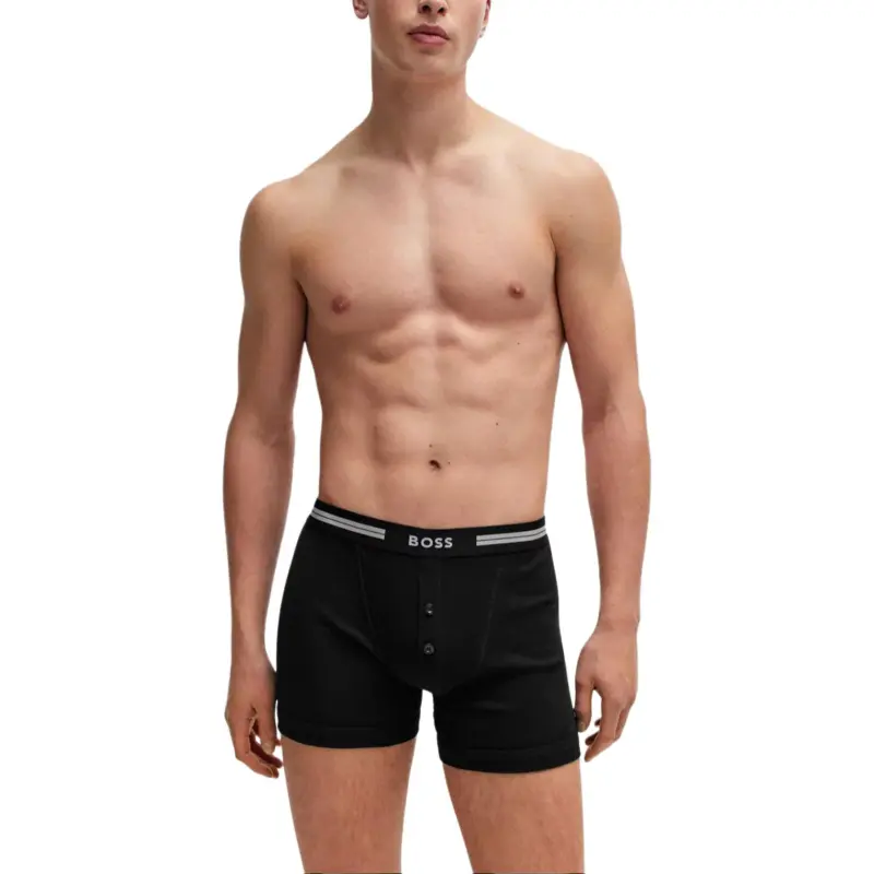 HUGO BOSS Knitted-Cotton Trunks With Logo Waistband Underpants Men's 1 Pack Black-2