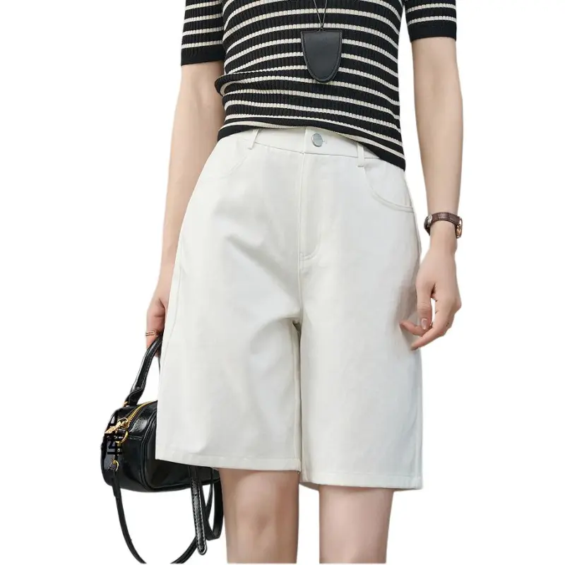 YALIDA Casual Shorts Women's Frosted White-2