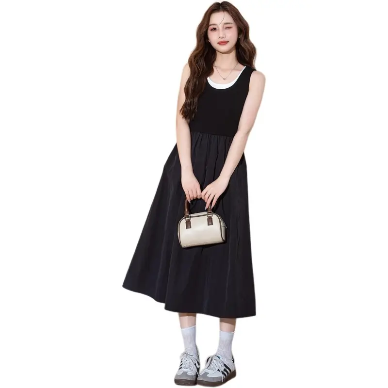 Tonlion Slip Dresses Women's Black-2