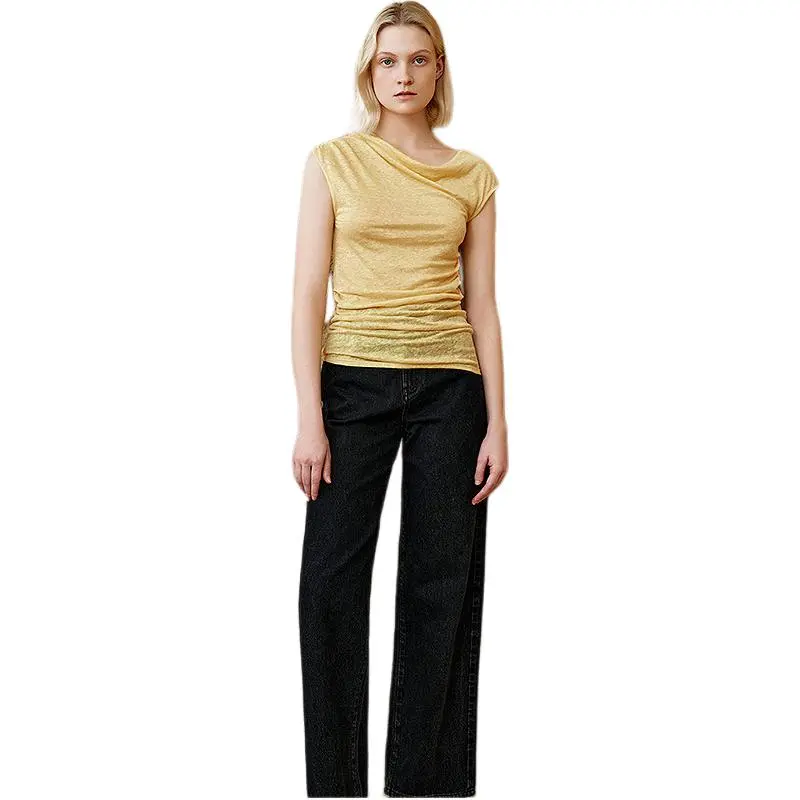 INSUN Tank Tops Women's Light Yellow-2