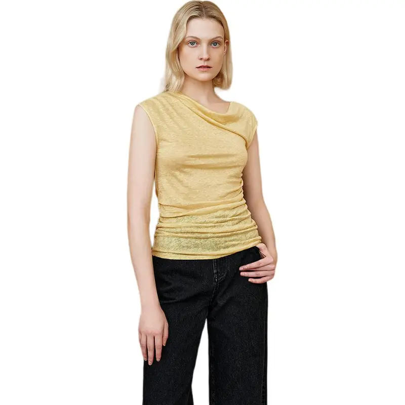 INSUN Tank Tops Women's Light Yellow-3
