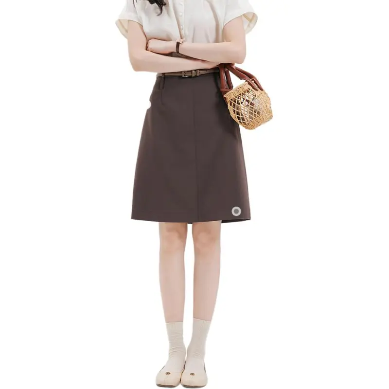 Dajia Poetry Casual Short Skirts Women's Dark Brown-2