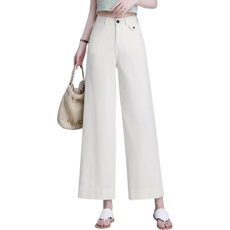 YIRANCHUN Jeans Women's Beige-4