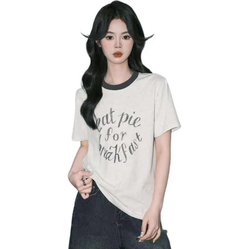 FOREVER 21 T Shirts Women's White Heather Gray-3