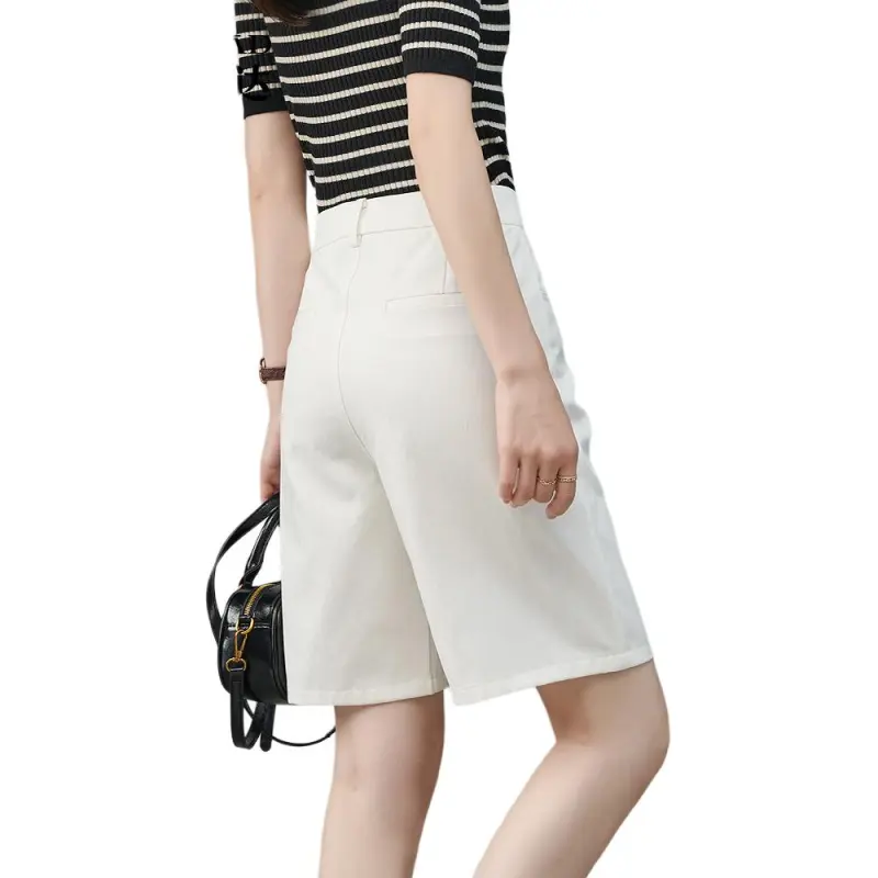 YALIDA Casual Shorts Women's Frosted White-4