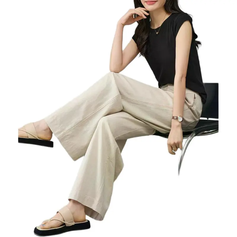 YALIDA Casual Pants Women's Beige-2