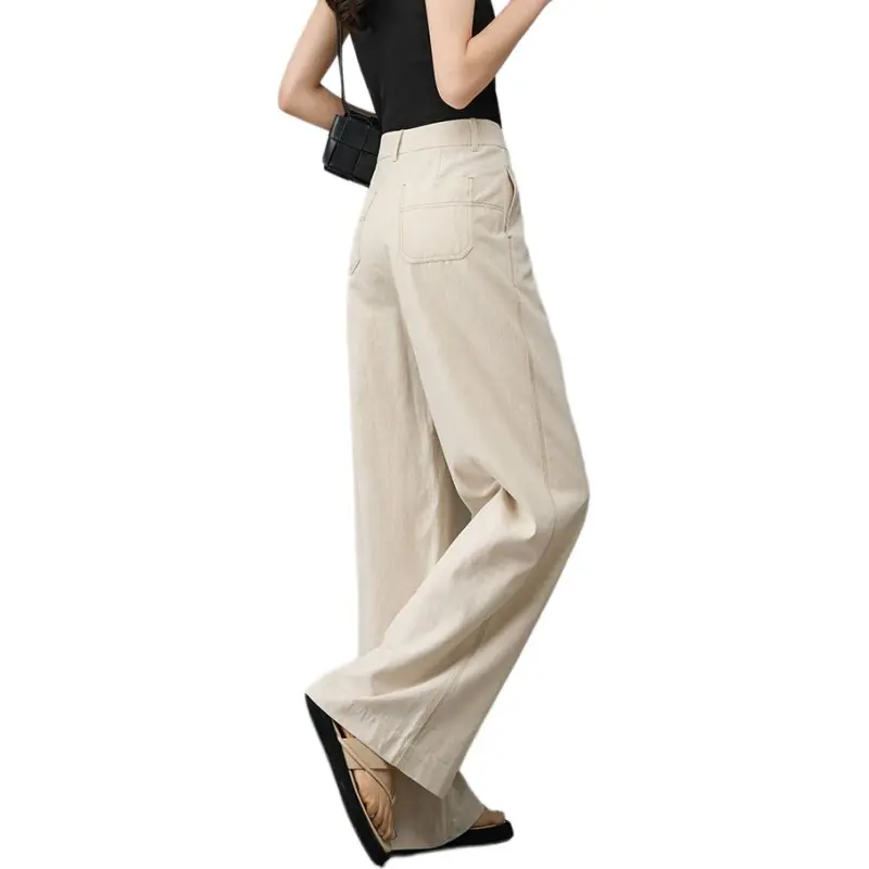 YALIDA Casual Pants Women's Beige-4