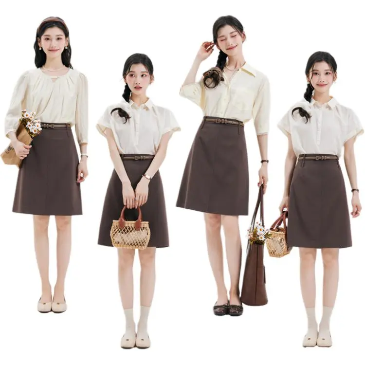 Dajia Poetry Casual Short Skirts Women's Dark Brown-3