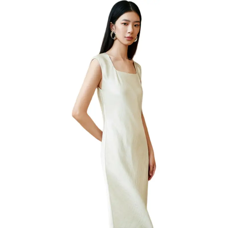 INSUN Sleeveless Dresses Women's Cream White-3