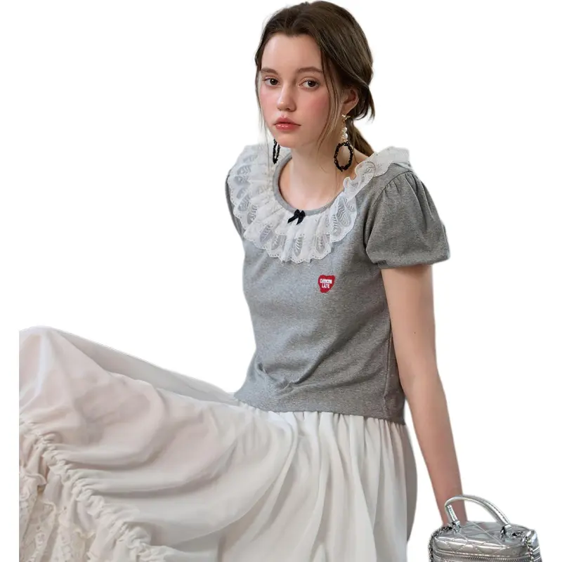  CHOCOOLATE Puff Sleeve T Shirt Women's Gray-1