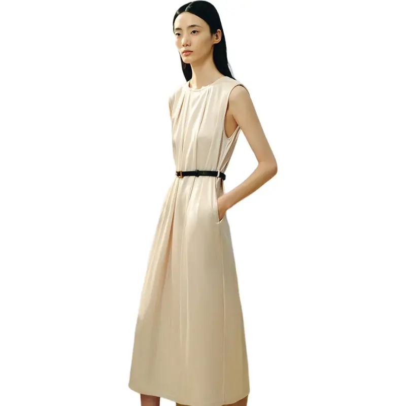 INSUN Sleeveless Dresses Women's Light Apricot-4