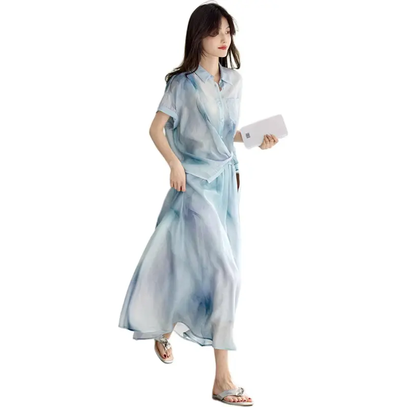 XWI Two Piece Skirt Sets Women's Sky Blue-0