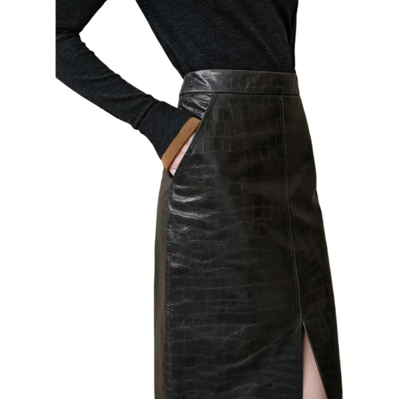 INSUN Leather Long Skirt Women's-5