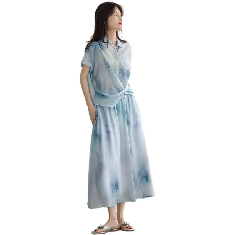 XWI Two Piece Skirt Sets Women's Sky Blue-2
