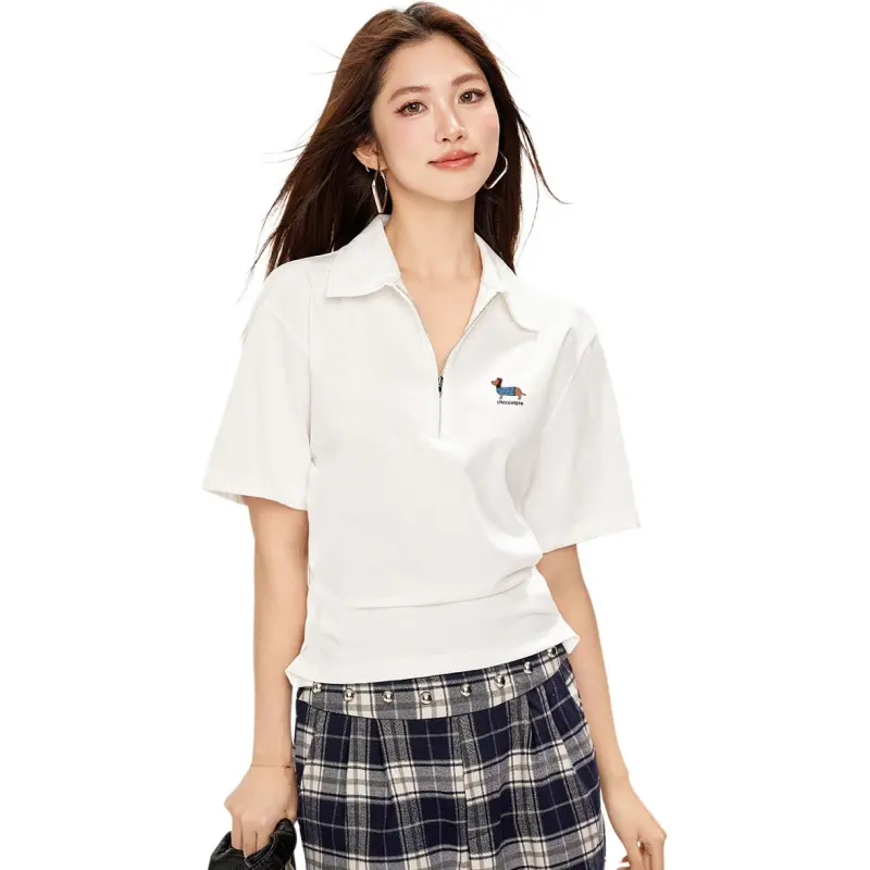  CHOCOOLATE Drop Shoulder Sleeve T Shirt Women's White-2
