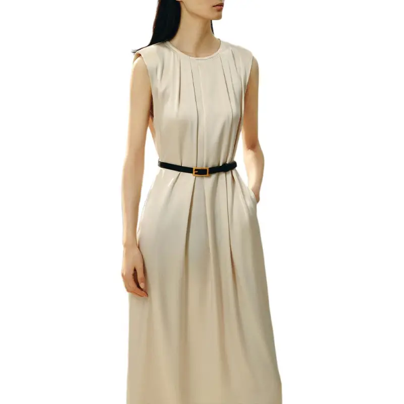 INSUN Sleeveless Dresses Women's Light Apricot-5