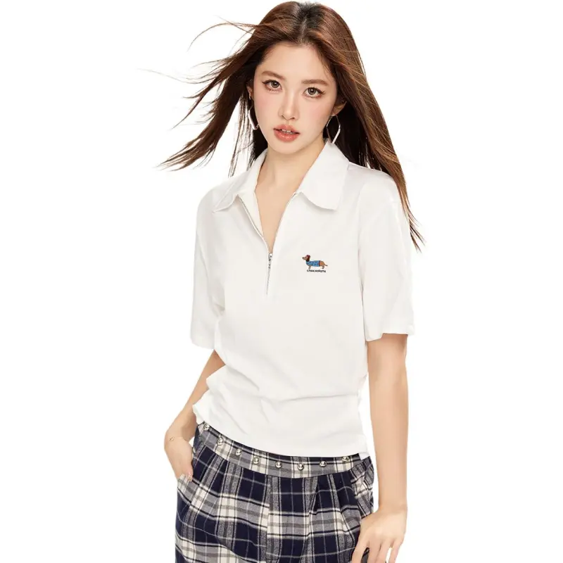  CHOCOOLATE Drop Shoulder Sleeve T Shirt Women's White-4
