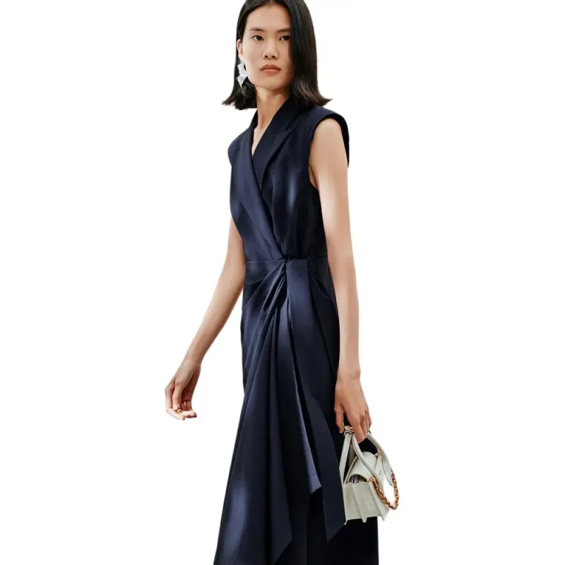 INSUN Sleeveless Dresses Women's Navy Blue-3