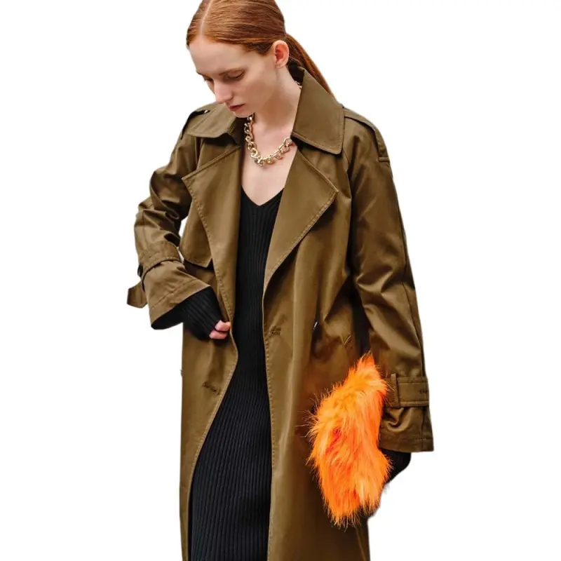 INSUN Trench Coats Women's Olive Green-4