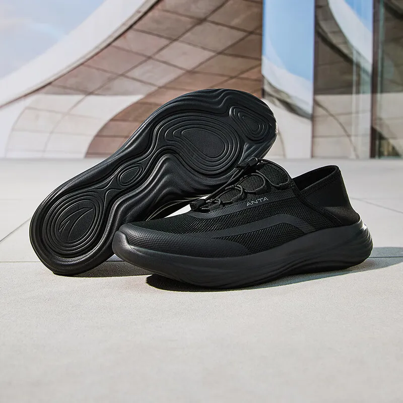 Anta Abrasion Resistant Cushioning Low Top Training Shoes Men's Black-1