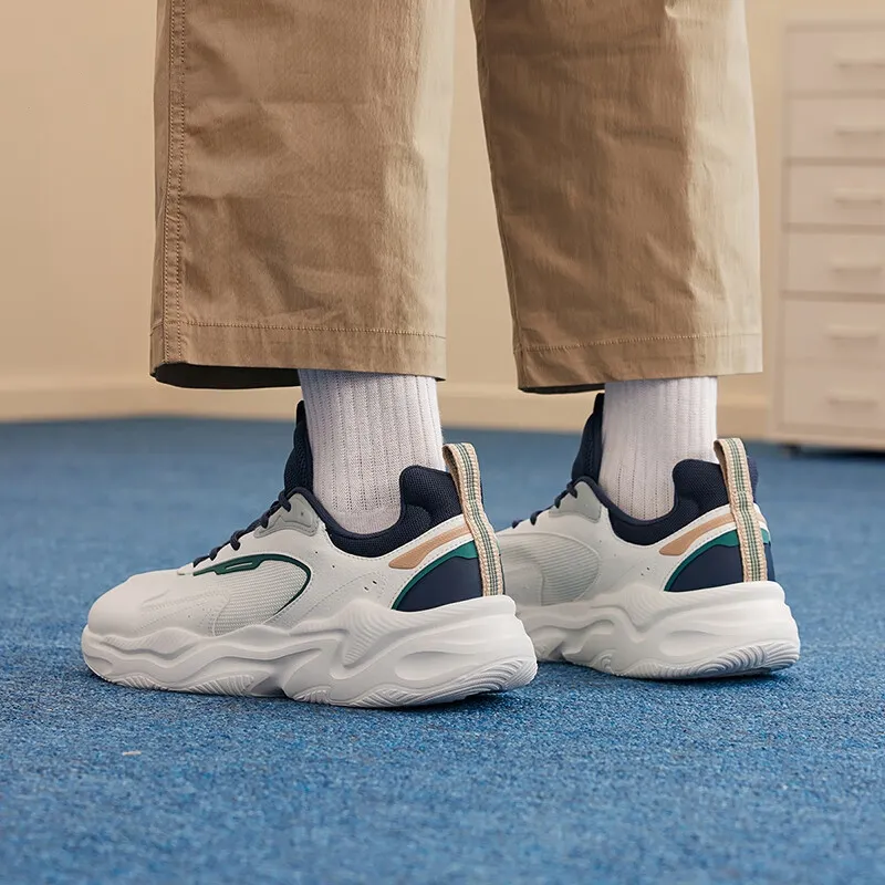 XTEP Cushioned Slip Resistant Low Top Casual Shoes Men's White Blue-4