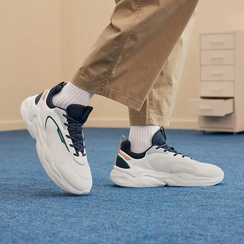 XTEP Cushioned Slip Resistant Low Top Casual Shoes Men's White Blue-3
