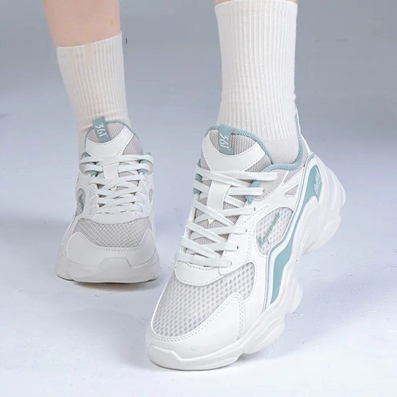 361° Cushioned Slip Resistant Lightweight Low Top Casual Running Shoes Women's White Green-4