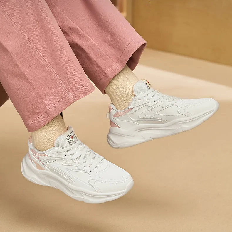 361° Kesar 2 Anti Slip Wear Resistant Low Top Casual Running Shoes Women's White Pink-3