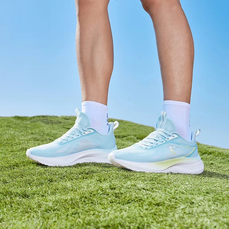 QIAODAN Cushioned Wear Resistant Lightweight Low Top Casual Running Shoes Men's White Blue-2