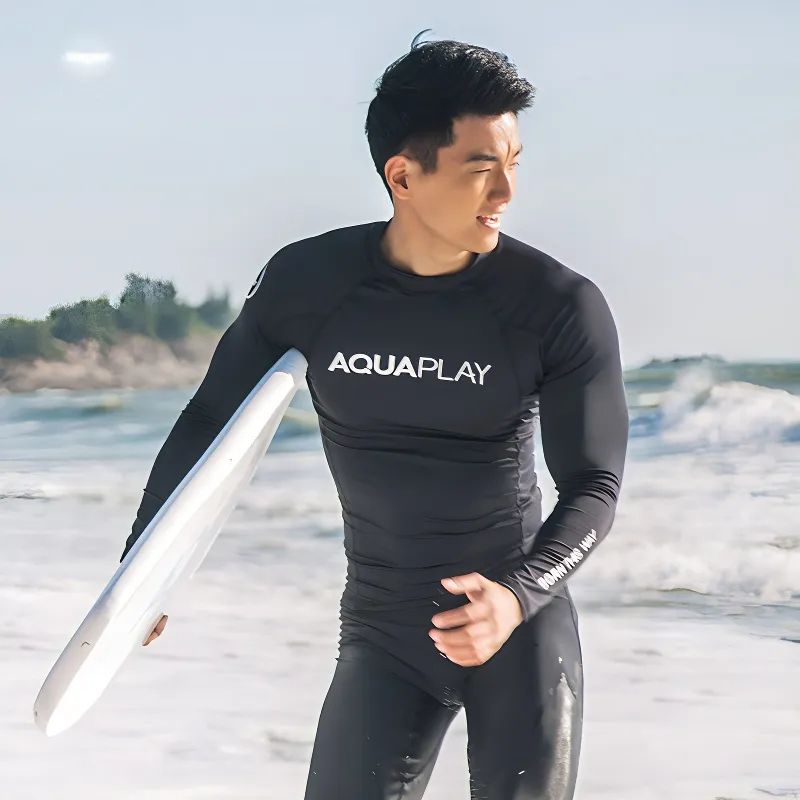 AQUAPLAY Diving Wetsuit Long Sleeved Swimsuit Men's Black-2