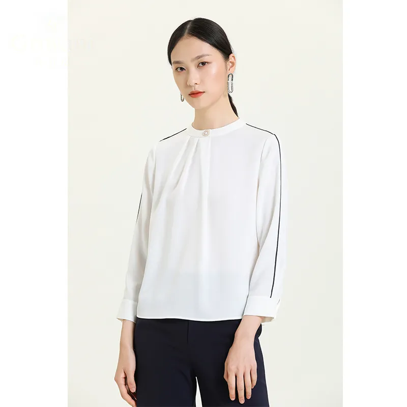 QIAOWANNI Shirt Women's Spray Flow White-3