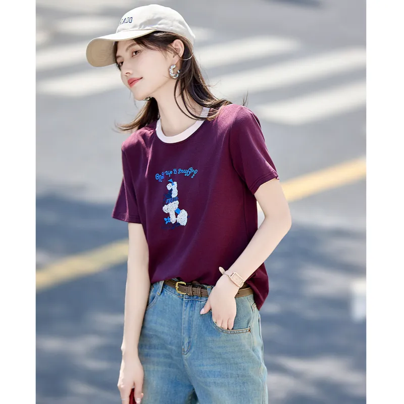 Still quiet T Shirts Women's Dark Reddish Purple-1