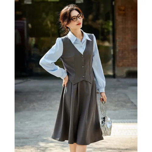 TERRE BLEUE Skirt Set Loose Fit Women's Gray