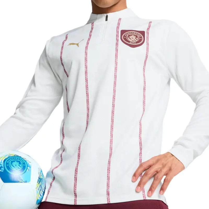 PUMA Manchester CityQuarter Zip Soccer Jersey Men's White-2
