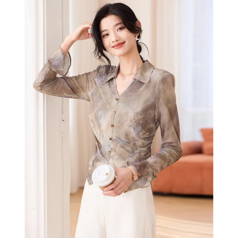 Like The Age Of Water Spring Shirt Women's Coffee-5