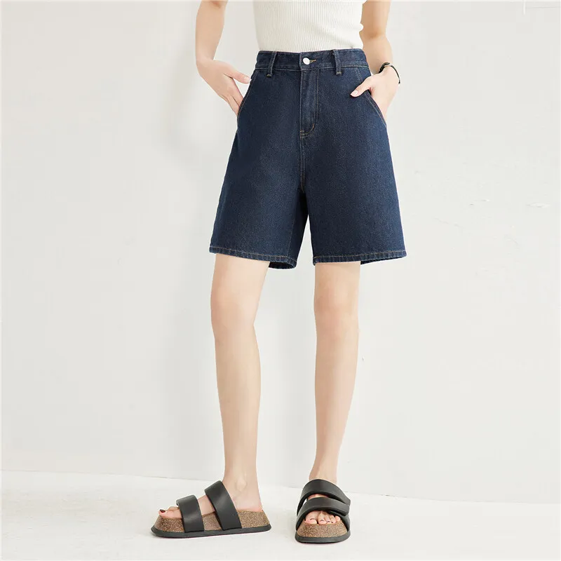 UNIQLO Denim Shorts Women's Dark Blue Denim-4