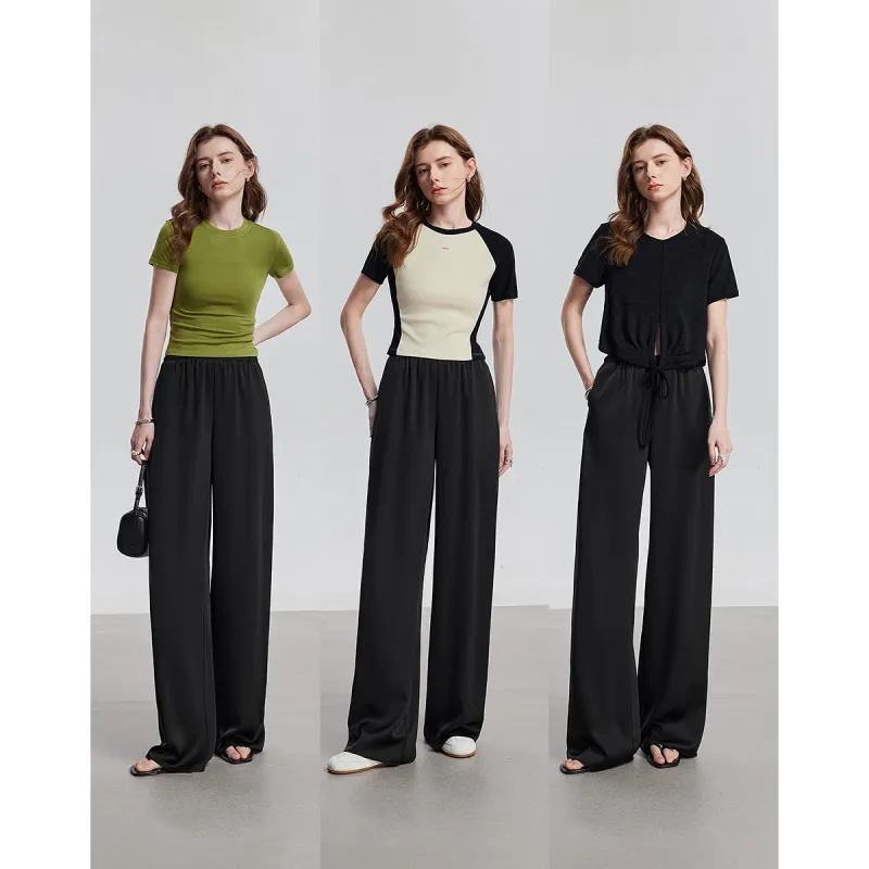 Initial Language Casual Pants Women's Black-3
