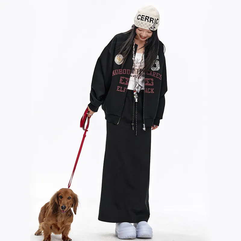 ELF SACK Skirt Set Women's Elegant Black-4