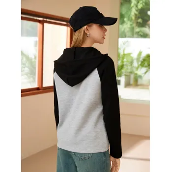 FAWENXIANGZI Raglan Sleeve T Shirt Women's Light Gray