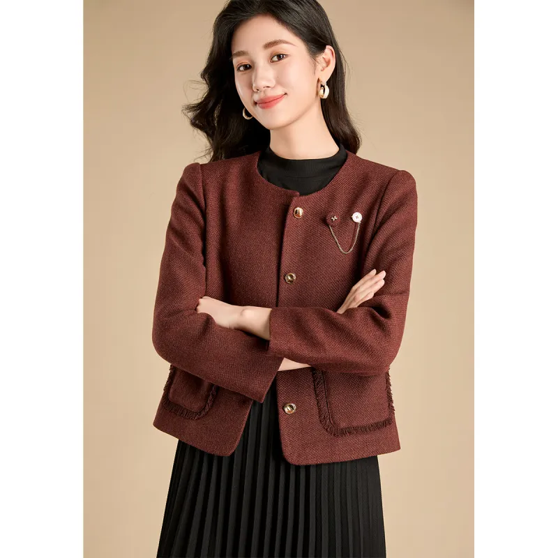 Mylan Cropped Coats Women's Rusty Red Collection Brand Stay Updated With Event Alerts-6