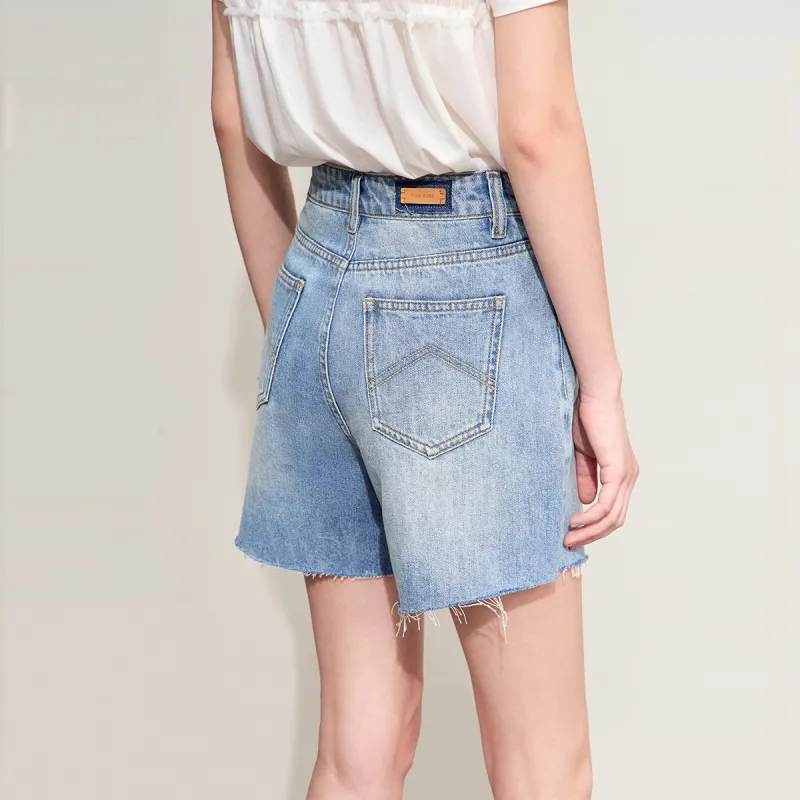AMII Denim Shorts Women's Washed Blue-3