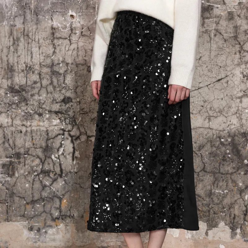 3COLOUR Casual Long Skirt Women's Classic Black-2