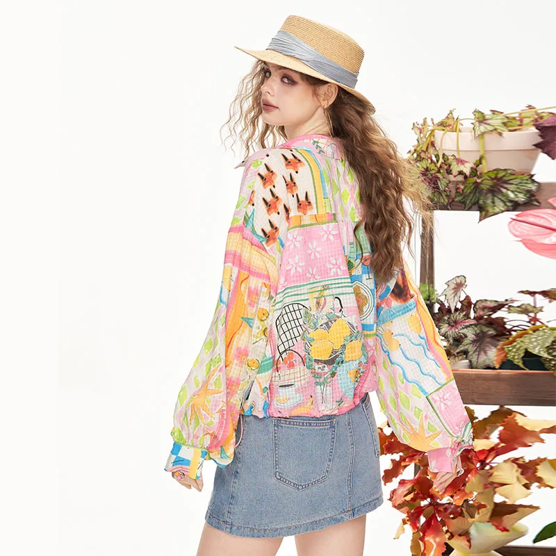 ELF SACK Shirts Women's Cute Pink Multicolor-3