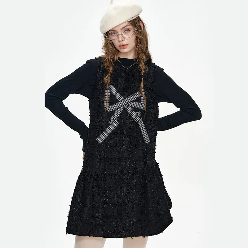 ELF SACK Casual Suit Women's Bowknot Black-3